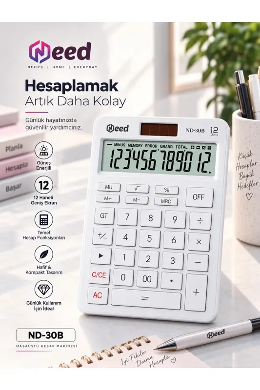 Need Nd-30B Pastel Beyaz Hesap Makinesi