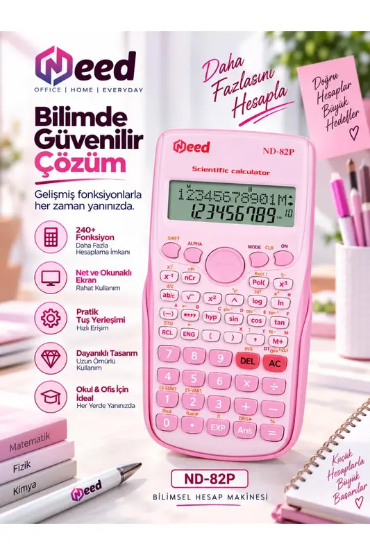 Need ND-82P Pembe 240 Fonksiyonlu Bilimsel Hesap Makinesi
